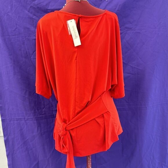 Long Tall Sally pumpkin tie front top - Picture 3 of 5